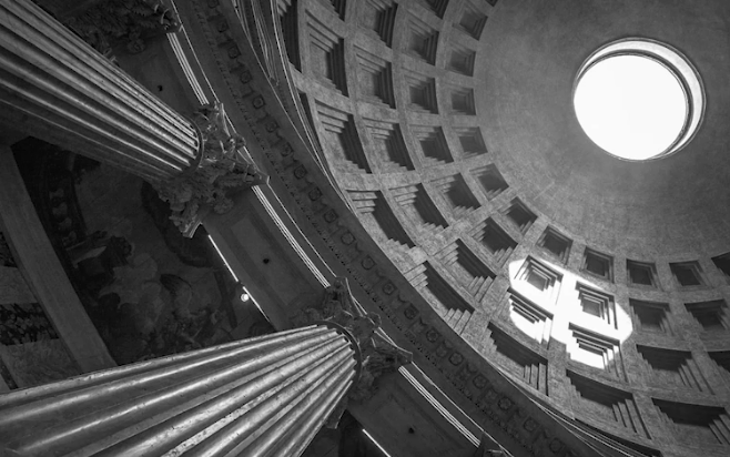 A low angle view of a dome
Description automatically generated